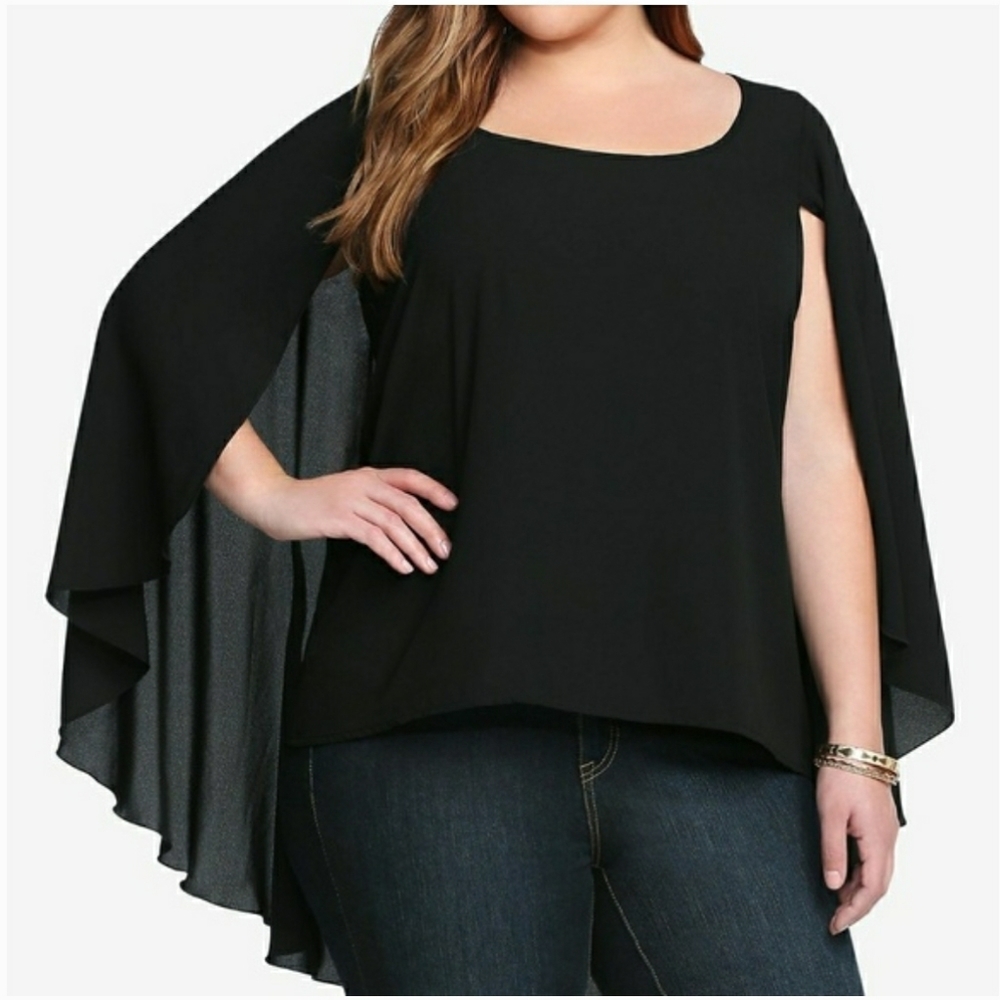 Torrid Caped Black Whitchy Top